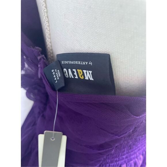 NWT Anthropologie Maeve Ruffled Tulle Mini Dress Purple Size L - Picture 13 of 15